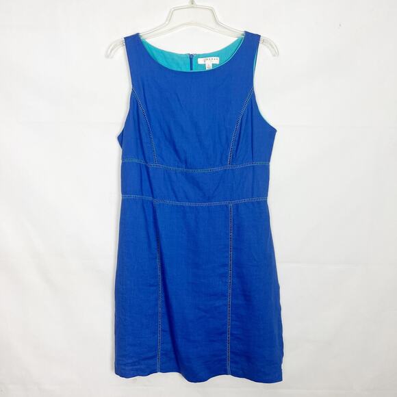 Kenar Linen Blue Sleeveless Dress Size 8 Natural & Breathable - Picture 1 of 12